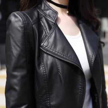 皮衣外套女2024年新款春秋時尚修身短款小個子機車皮夾克高級上衣