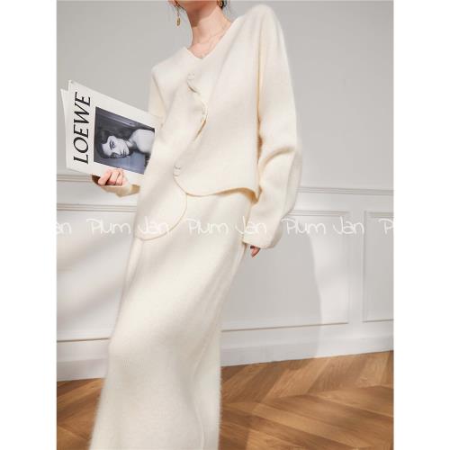 Plum Jan/今年流行漂亮小香風春秋套裝法式高級感針織裙子兩件套