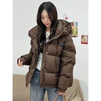 短款羽絨棉服女裝2025冬季新款小個子寬松大碼加厚連帽麵包服外套