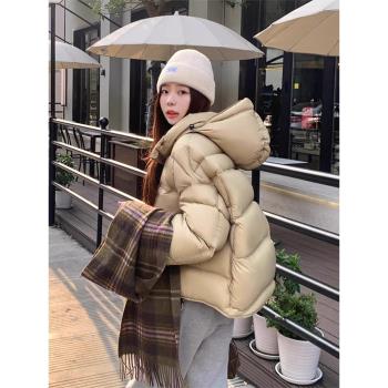 短款羽絨棉服女2025冬季新款爆款連帽麵包服外套高級洋氣大碼女裝