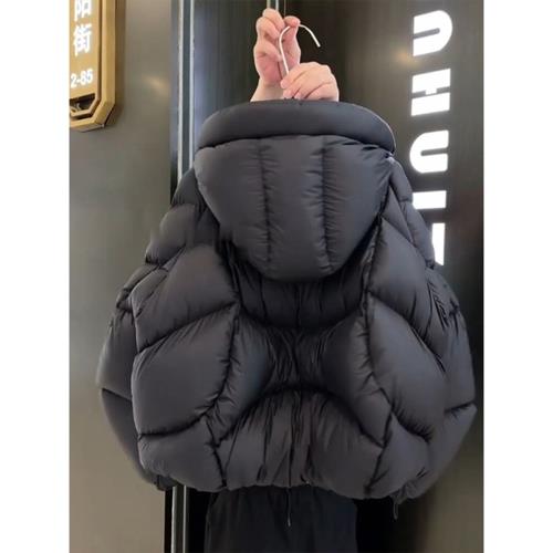 泡芙服女2025冬季新款連帽時尚加厚保暖棉服休閑寬松面包服短外套