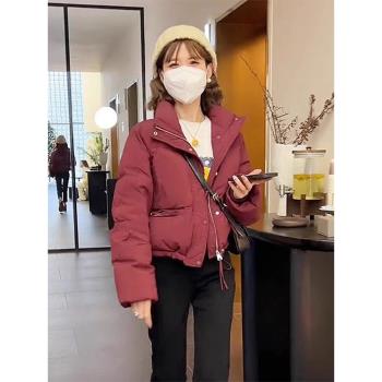 羽絨棉服女2024冬季新款小個子時尚短款麵包服洋氣立領厚棉襖外套