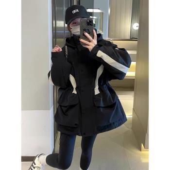 歐貨2025春季新款休閑中長款沖鋒衣外套女款小個子寬松設計感風衣