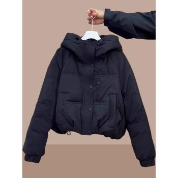 黑色羽絨棉衣棉服女冬季爆款外套2025新款工裝設計感百搭夾棉棉襖