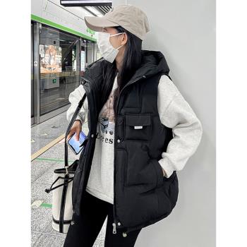 羽絨棉馬甲女連帽2025年新款秋冬裝爆款大碼洋氣時髦坎肩背心馬夾