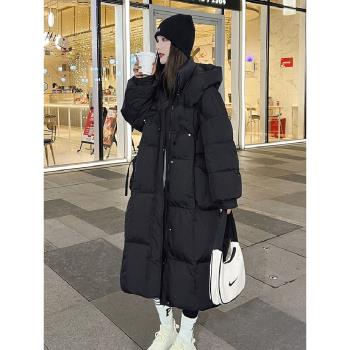 羽絨棉服女款2025秋冬新款韓版大碼洋氣連帽寬松派克服中長款棉襖