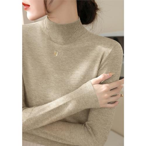 冬季新款淺色系羊毛內搭打底衫上衣女高級半高領長袖修身針織毛衣