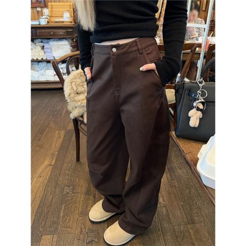 ski by Tannin赤兔vintage棕棕牛仔褲高腰百搭寬松顯瘦休閑褲秋季