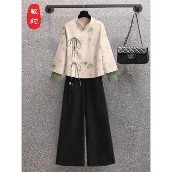秋冬漢服民國風復古唐裝改良旗袍上衣新中式養生茶藝採耳師工作服