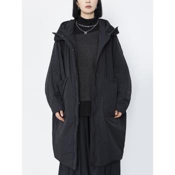 書芮 羊毛絨外套中長款加厚山羊絨連帽棉服外套