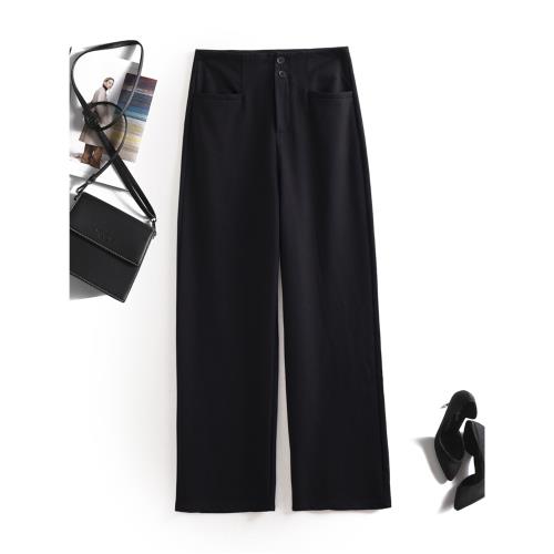 腔調感好得不行！一穿即愛！通勤佰搭高腰直筒窄版闊腿休閑西褲女