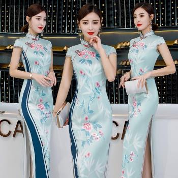 法式性感修身旗袍長款夏季年輕款少女日常生活裝中國風改良連衣裙