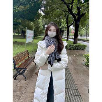 中戲同款白色羽絨服女中長款2024年冬季新款過膝白鴨絨麵包服外套