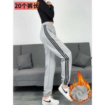 條紋運動褲女冬季三條槓春秋2025新款高腰顯瘦休閑高個子加長衛褲