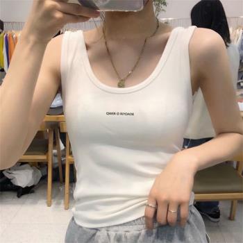 時尚字母螺紋棉無袖上衣吊帶背心