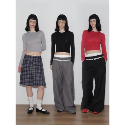 2AM POETRY "柔軟觸感"天絲羊毛打底衫三色上衣女內搭修身長袖T恤