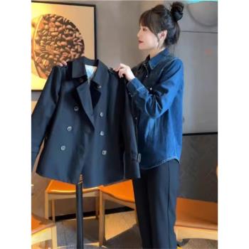 黑色風衣外套女2025春秋新款時尚氣質減齡休閑百搭短款小個子大衣