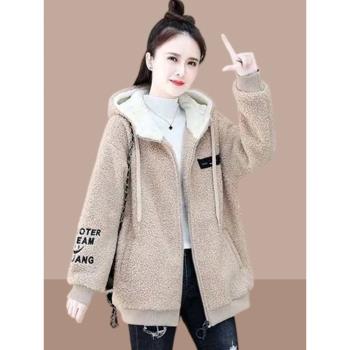 羊羔絨外套女2025冬季新款加絨加厚小個子棉衣棉服中長款爆款女裝