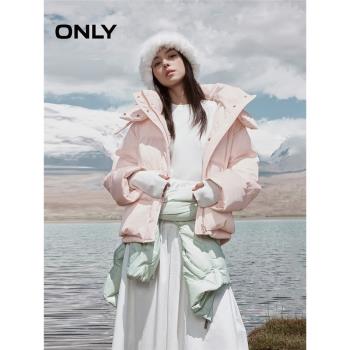 ONLY2024冬季新款90白鴨絨蓬鬆雲朵感寬松連帽羽絨服女|124423009