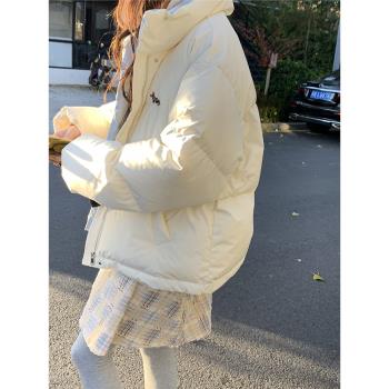 馨幫幫 輕盈保暖小狗刺繡舒適立領麵包服女2025秋冬寬松百搭外套