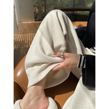 杏色春秋闊腿褲女2025新款秋冬款今年流行的爆款羊毛女士冬天褲子