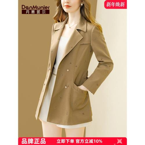 丹慕妮爾通勤時尚休閑刺繡風衣女春秋新款氣質百搭中長款外套