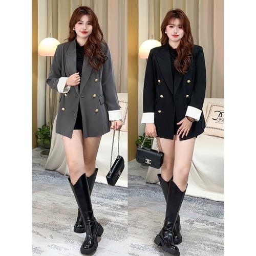 2025冬季胖mm小眾不撞款大碼西裝外套氣質韓版顯瘦設計感通勤穿搭