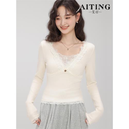 純欲風辣妹v領短款長袖t恤女秋裝新款修身顯瘦收腰內搭打底衫上衣