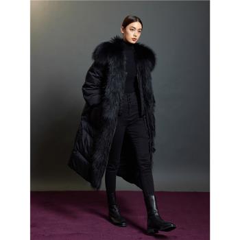 378g 90白鴨絨+貉子毛領 黑色羽絨服女冬季2024新款高階感三觀