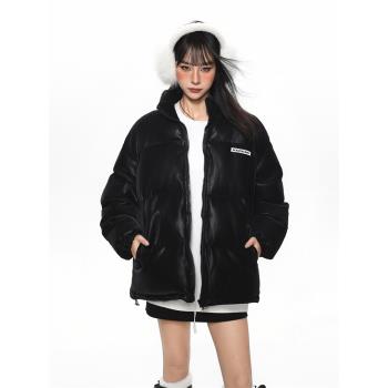 黑色麵包服棉服女秋冬冬季2025新款復古寬松加厚保暖棉衣棉服外套
