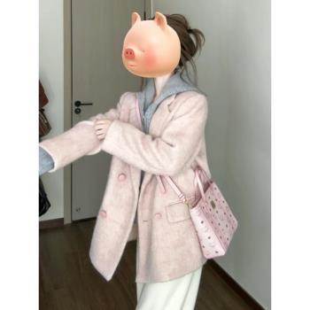 韓系粉色西裝外套女秋冬季2025新款小香風時尚洋氣高階感加厚上衣