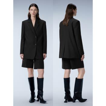 JNBY/江南布衣春季女裝西服中長款H型純色翻領通勤正肩小西裝外套