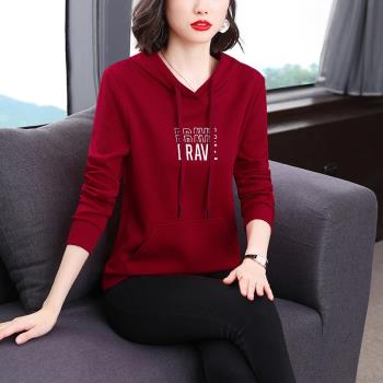 加絨衛衣女春秋薄款2025年新款連帽冬季加厚上衣中年媽媽外套爆款