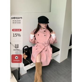 EVNSTYLE “白月光大衣”冬季羊毛中長款手工雙面呢斗篷大衣外套