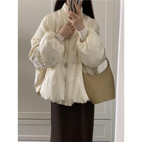 新中式提花羽絨棉服女冬季大碼微胖mm高級設計感好看加厚棉衣外套