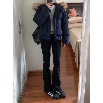 連帽大毛領麵包服2024新款高階感加厚保暖白鴨絨羽絨服外套女冬季
