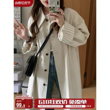 韓系長款風衣外套女款2025新款爆款秋冬裝季高階感休閑小個子外套