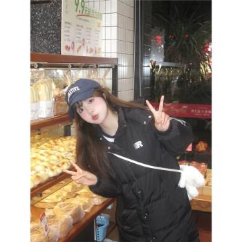 黑色羽絨棉服女中長款棉衣冬季2024年新款今年流行的爆款棉襖外套