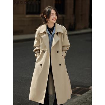 Basic House/百家好輕活主義長款風衣外套女士春季新款英倫風大衣