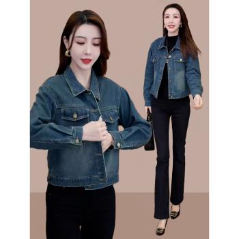 時尚牛仔短外套女2025春季新款小個子洋氣時髦減齡POLO領夾克上衣