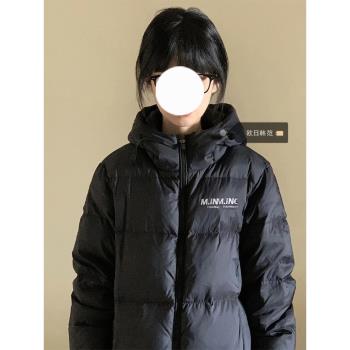 大碼黑色連帽羽絨棉服女秋冬季小個子vibe寬松加厚保暖麵包服外套