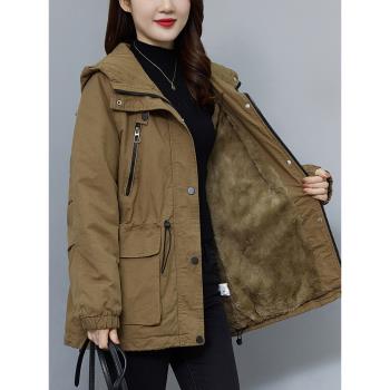 休閑寬松加絨派克棉服女中長款冬季新款加厚外套中年媽媽顯瘦棉衣