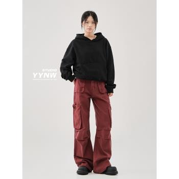 美式復古工裝褲休閑運動長褲子女2025春季新款寬松戶外登山徒步褲