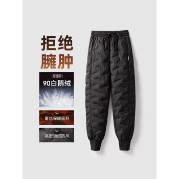 sayi加厚鵝絨褲羽絨褲女外穿2024冬季新款東北哈爾濱小腳羽絨棉褲