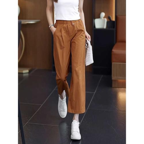 早秋花苞褲子女2025新款夏季薄款百搭寬松顯瘦休閑哈倫九分直筒褲