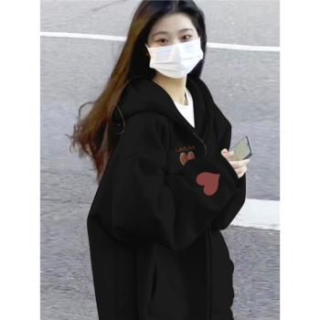 杏色連帽衛衣300斤特大碼女裝春秋新款200斤加肥加大寬松外套上衣