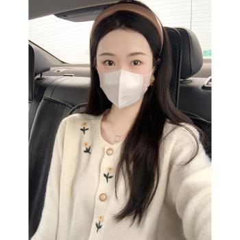 圓領毛衣外套女秋冬季新款復古日系溫柔風高級感花朵刺繡針織開衫
