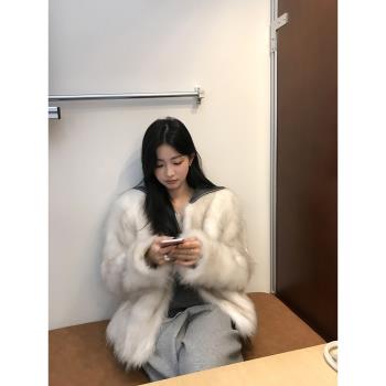 琳琳皮草英倫中古進口貉子毛2024新款毛毛冬季皮草年輕款外套女