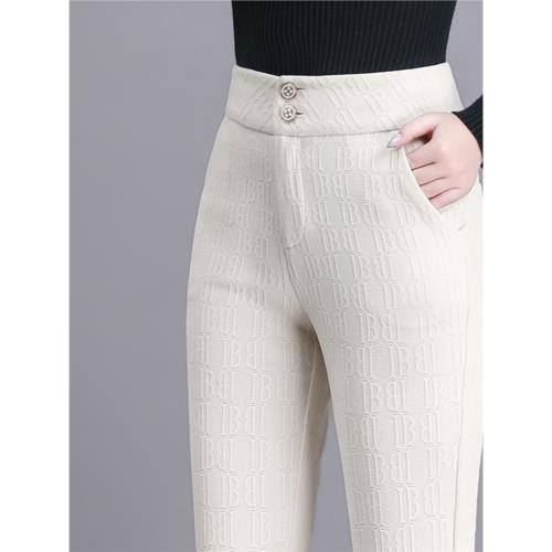 米白色喇叭褲女垂感2025年春秋雪尼爾高腰微喇褲顯瘦燈芯絨女褲子