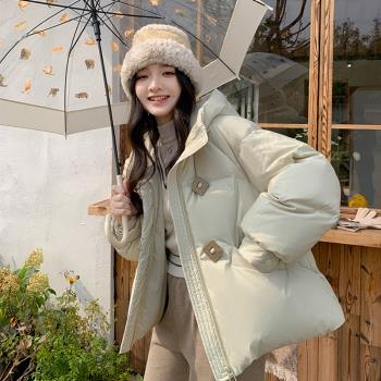 學院風連帽羽絨棉服女冬季韓系百搭寬松顯瘦加厚保暖棉衣棉襖外套